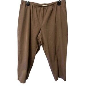Eileen Fisher Tan Cropped Ankle Organic Cotton Women Large Pants